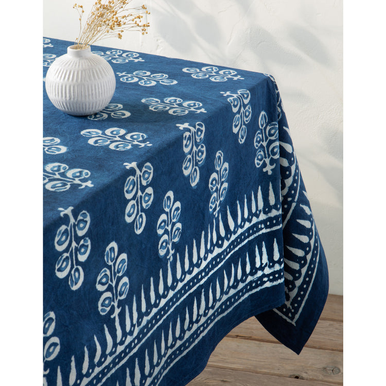 Hawthorn Block Print Tablecloth 90 x 60 inch