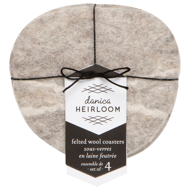 Striato Felt Wool Coasters Set of 4 - Flint