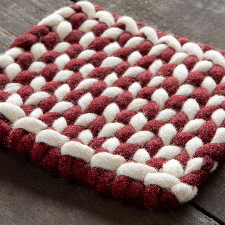 Braid Felt Wool Trivet - Garnet