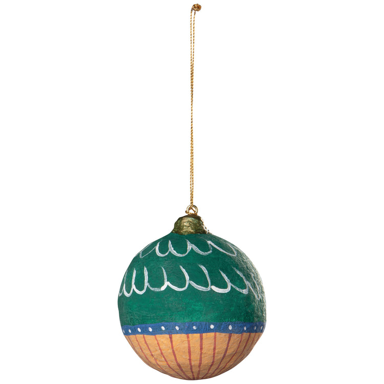 Bauble Mache Christmas Tree Ornaments - 3 Assorted Styles
