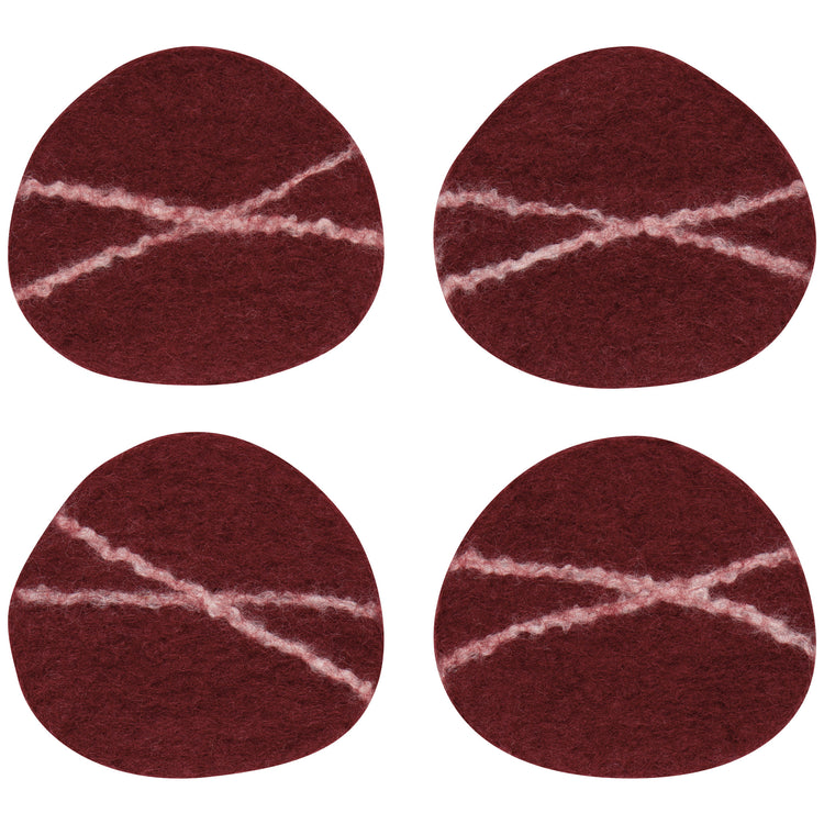 Striato Felt Wool Coasters Set of 4 - Garnet