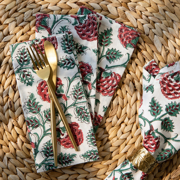 Carnation Block Print Napkins Set of 4