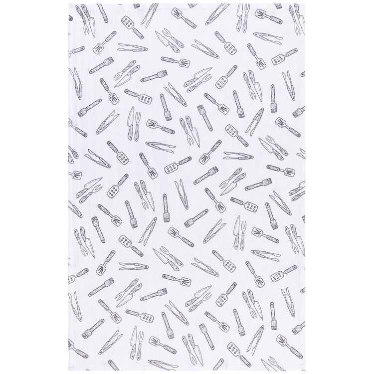 On the Grill Black Floursack Dishtowels Set of 2