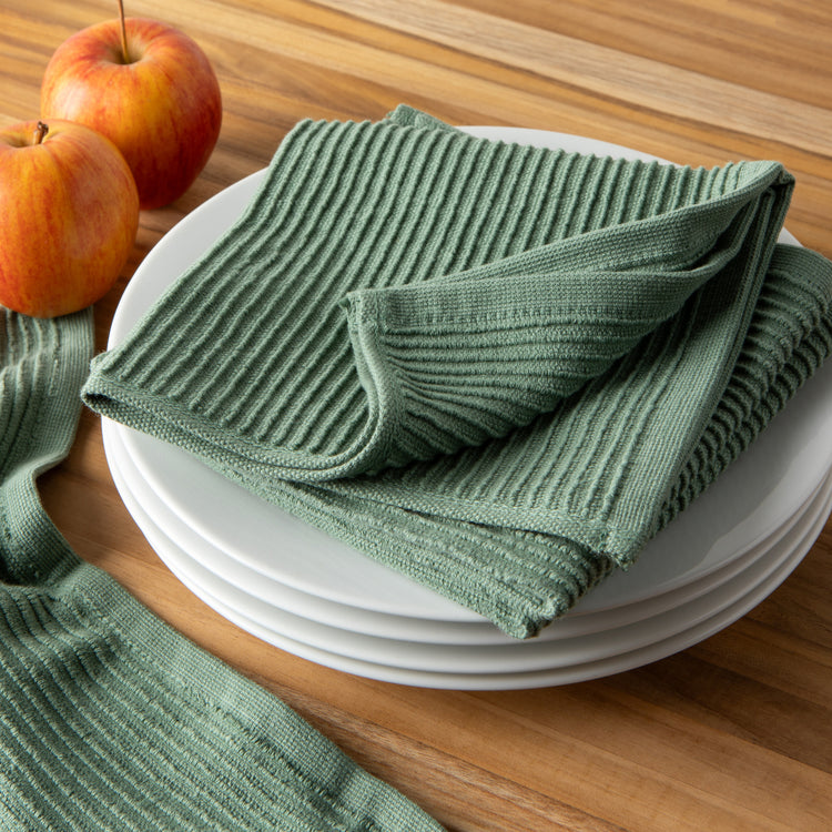 Ripple Elm Green Dishcloths Set of 2