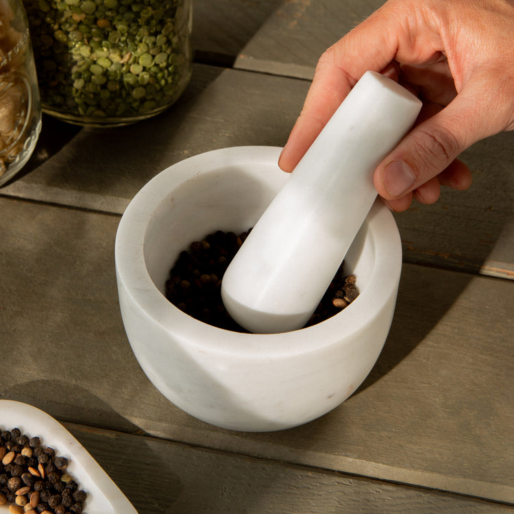 White Marble Mortar and Pestle Large