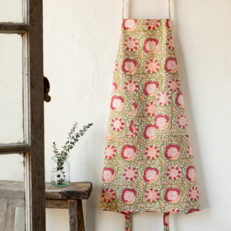 Zinnia Block Print Apron