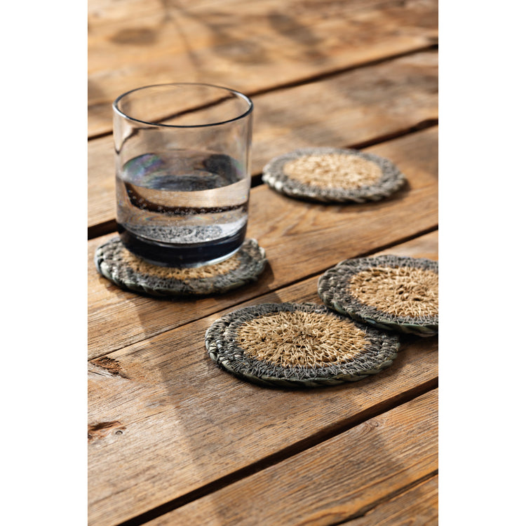 Blue Border Seagrass Coasters Set of 4