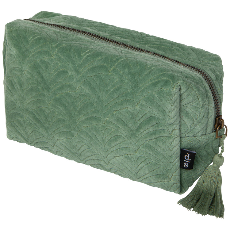 Jade Quilted Velvet Cosmetic Bag