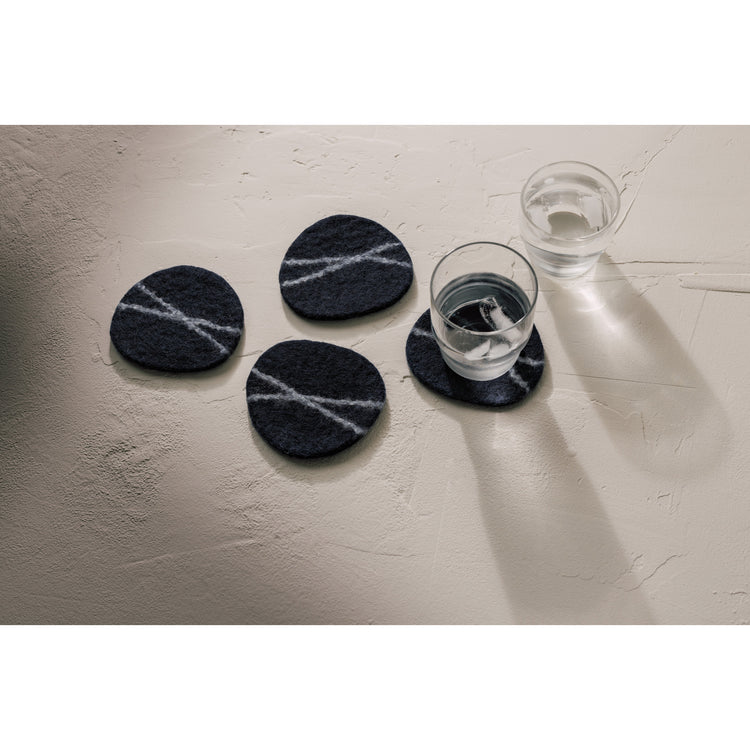 Striato Felt Wool Coasters Set of 4 - Midnight