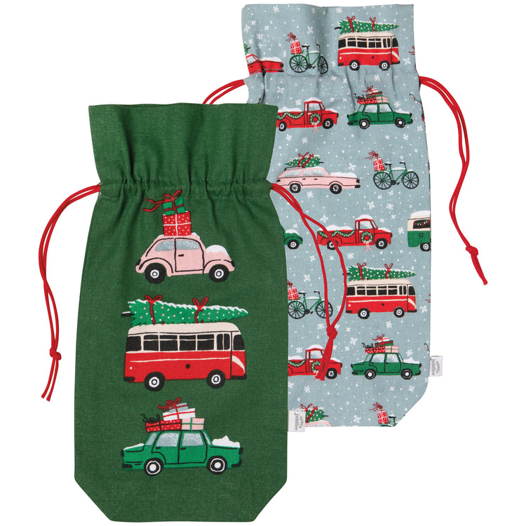 Holiday Traffic Christmas Wine Bags Set of 2