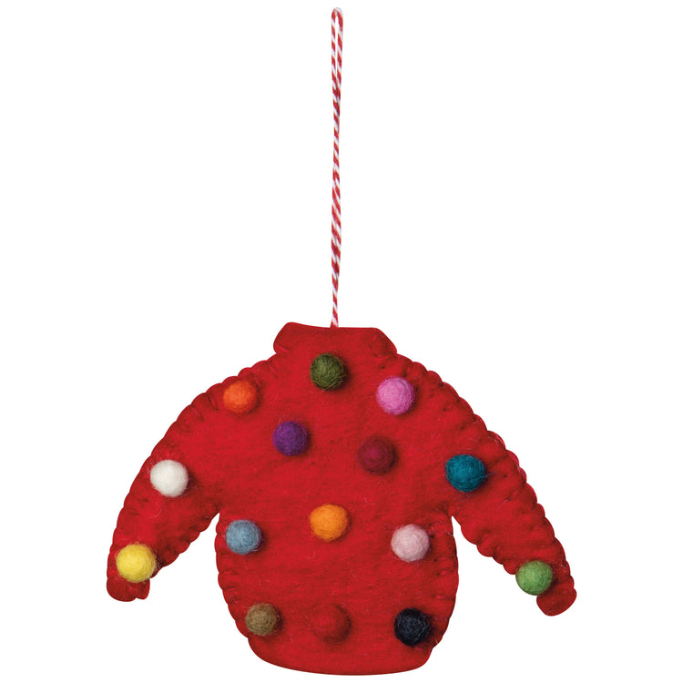 Ugly Xmas Sweater Felt Christmas Tree Ornaments - 3 Assorted Styles