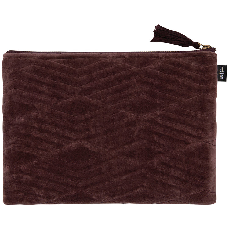 Fig Quilted Velvet Flat Pouch