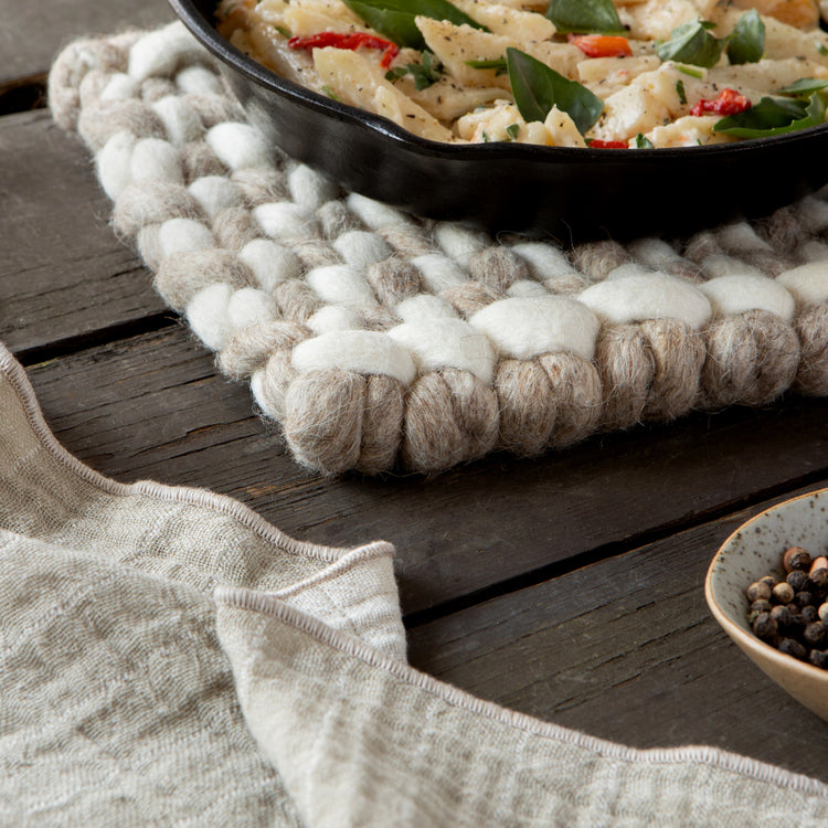 Braid Felt Wool Trivet - Flint