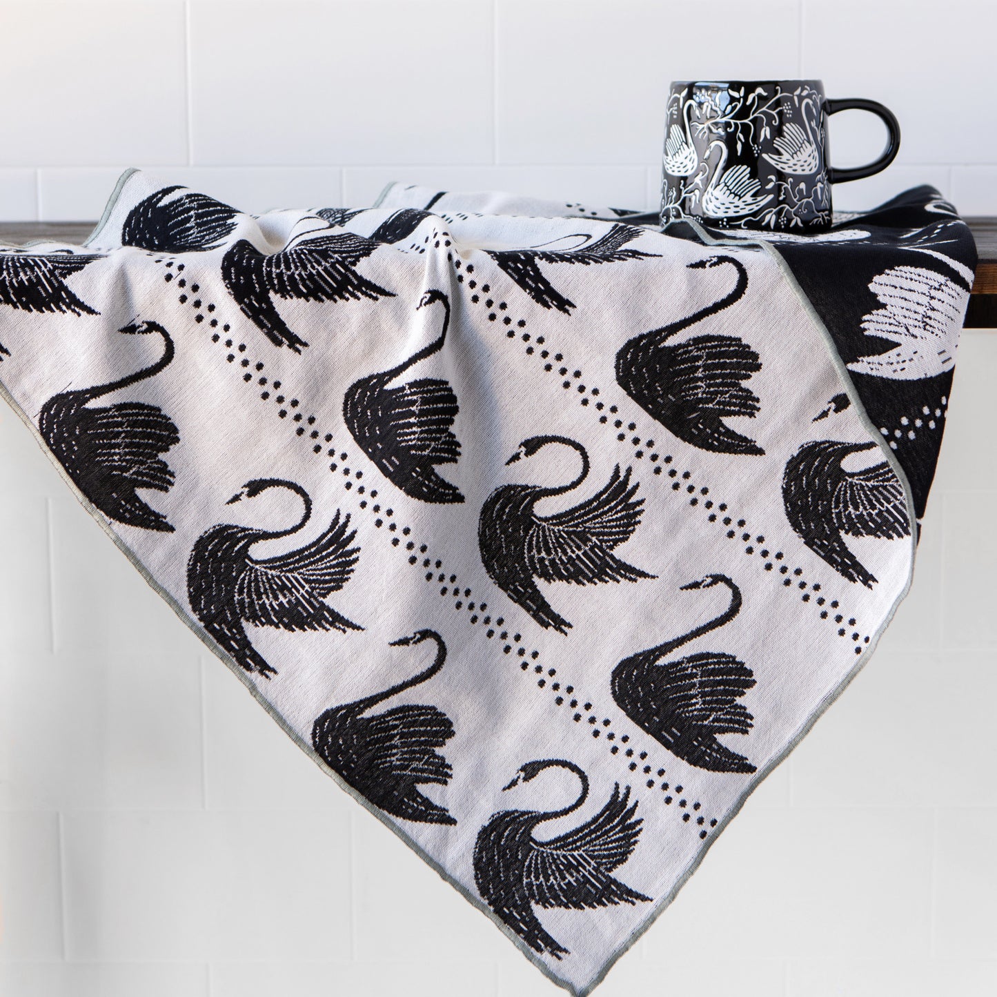 Swan Song Double Cloth Dishtowel