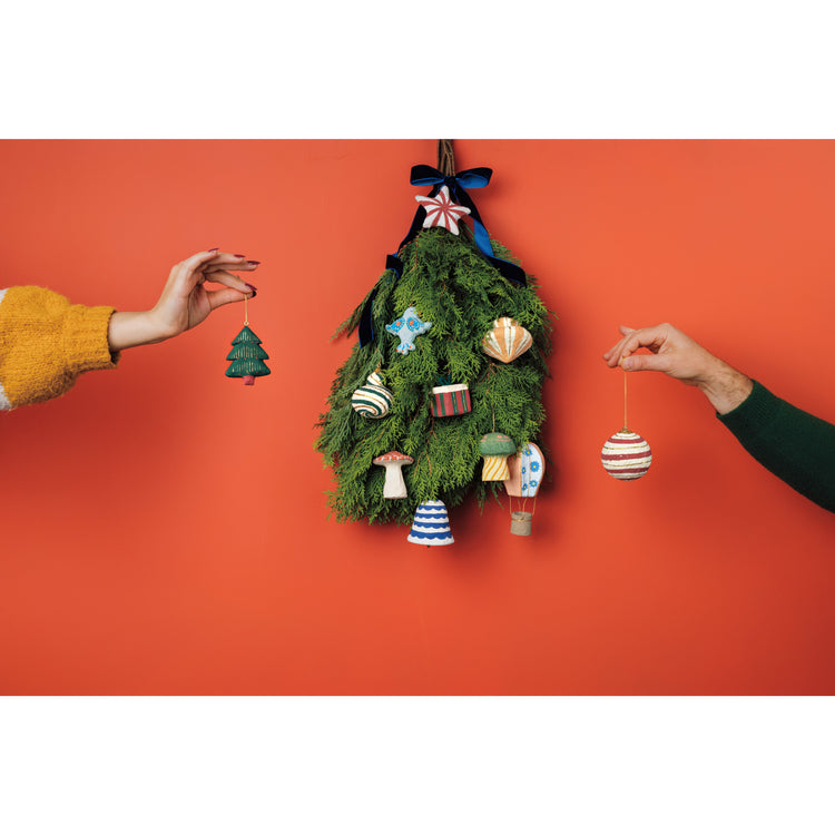 Yuletide Mache Christmas Tree Ornaments - 3 Assorted Styles