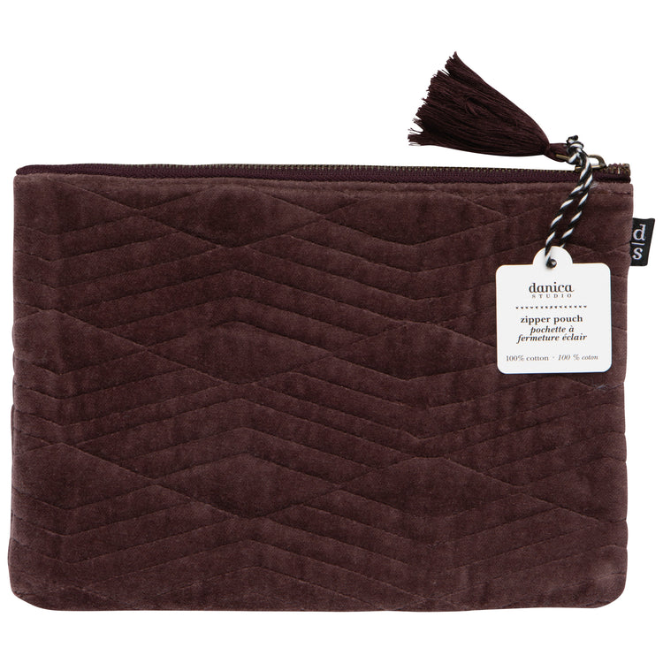 Fig Quilted Velvet Flat Pouch