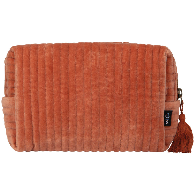 Copper Quilted Velvet Cosmetic Bag