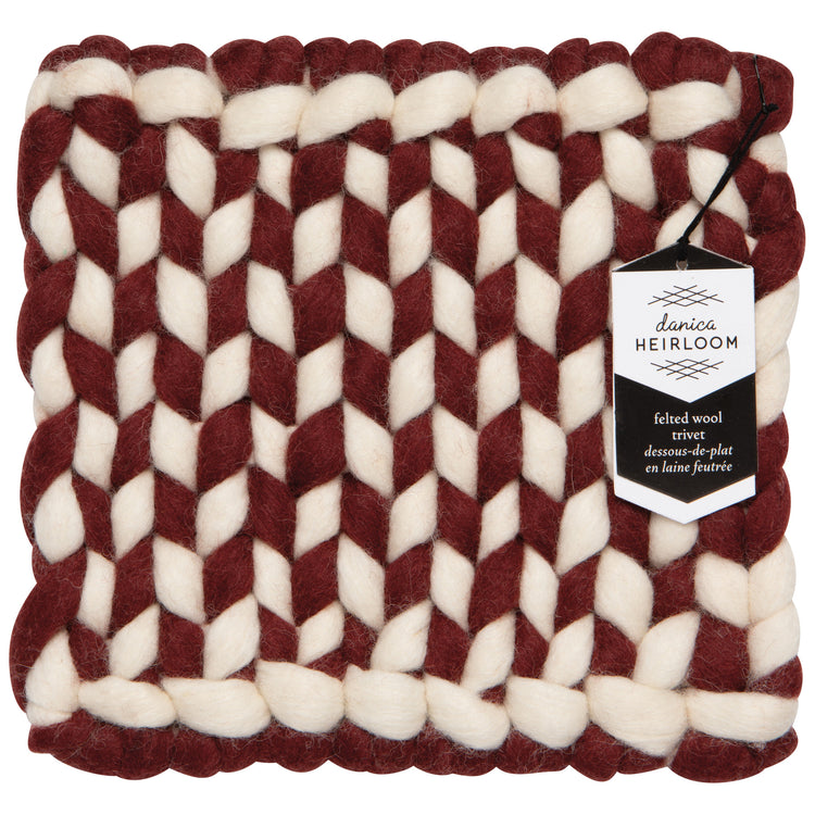 Braid Felt Wool Trivet - Garnet