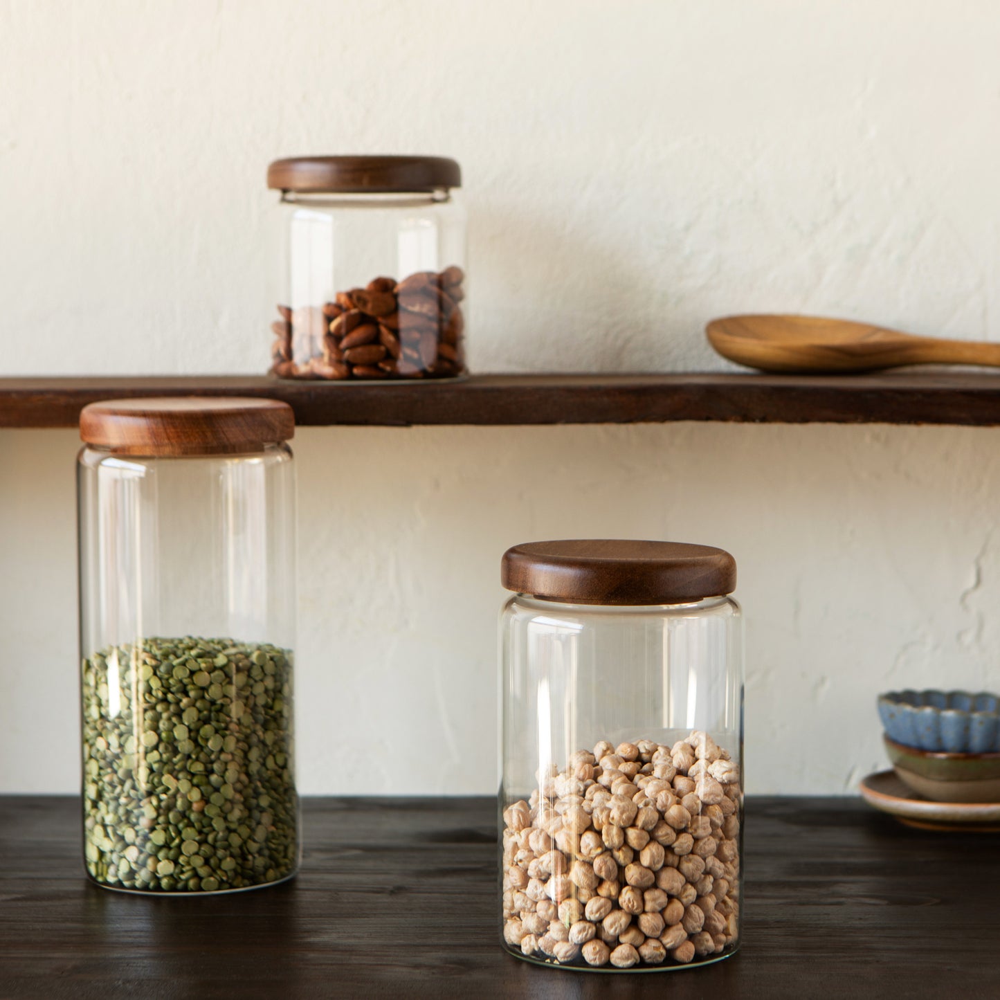 Glass Jar with Acacia wood lid - 32 oz