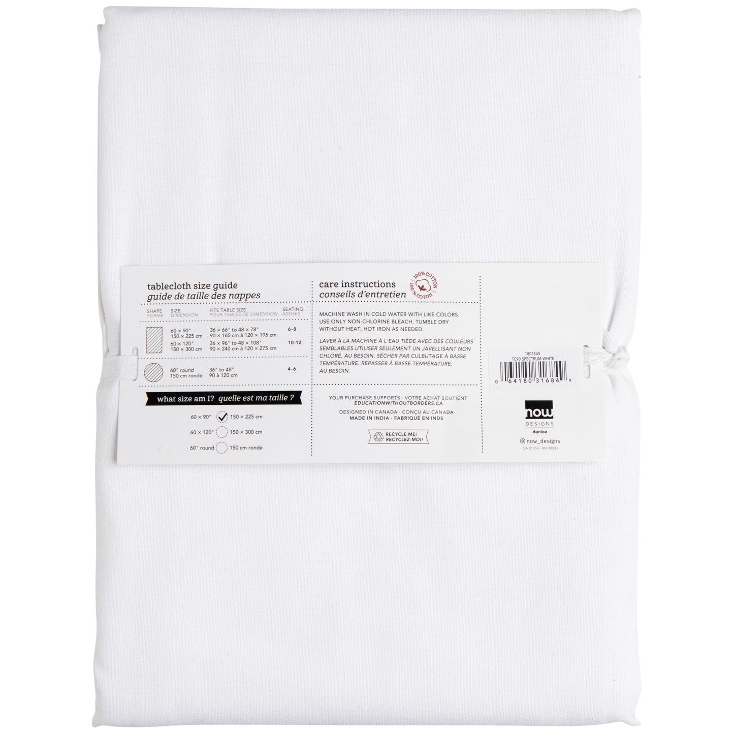 Spectrum Tablecloth White 60 x 90 inch