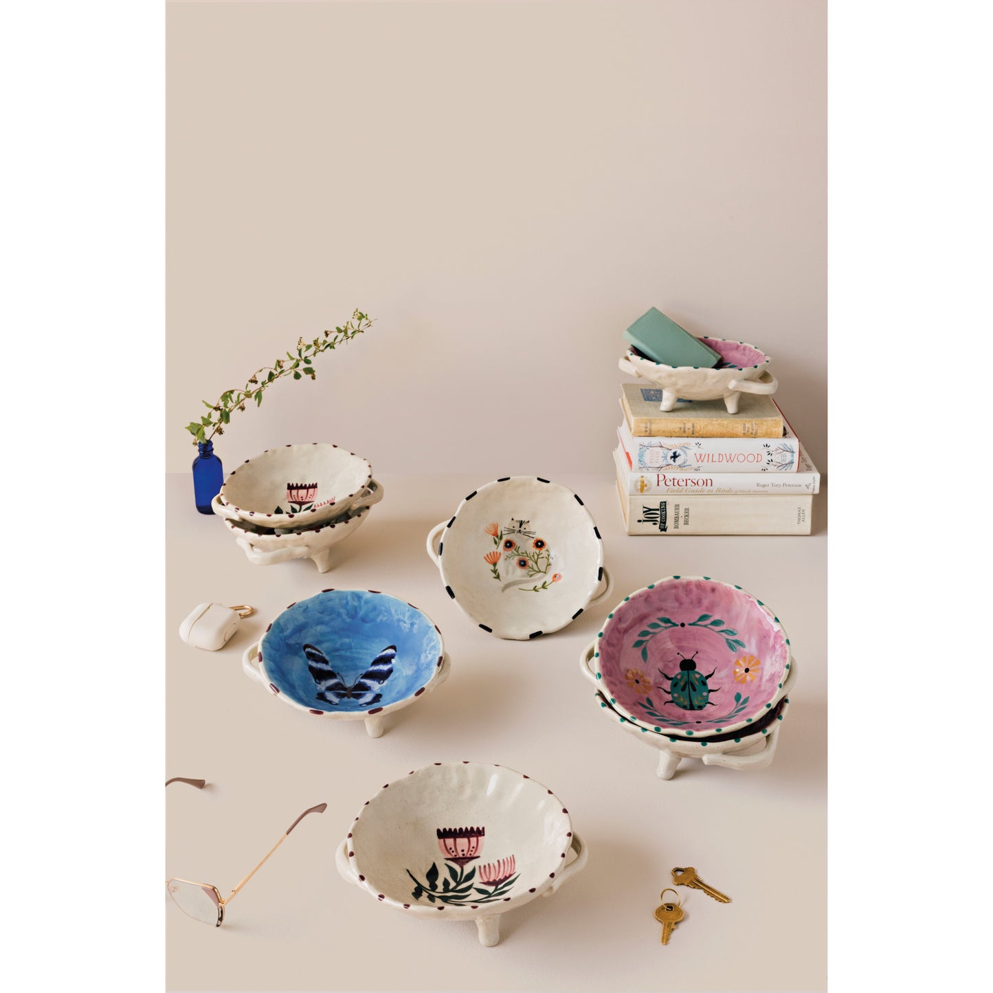 Aurora Hand Painted Footed Bowl