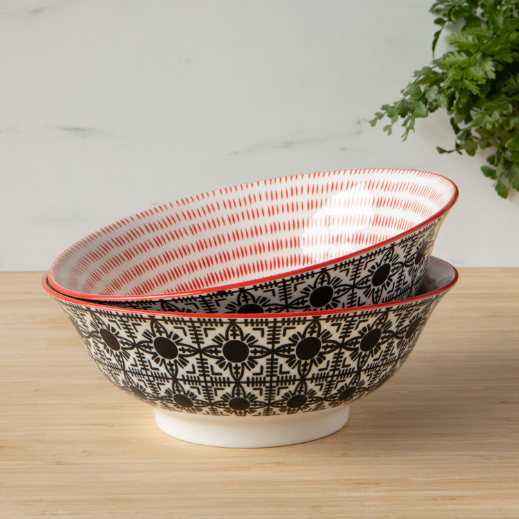Black Tiles Stamped Bowl 8 inch