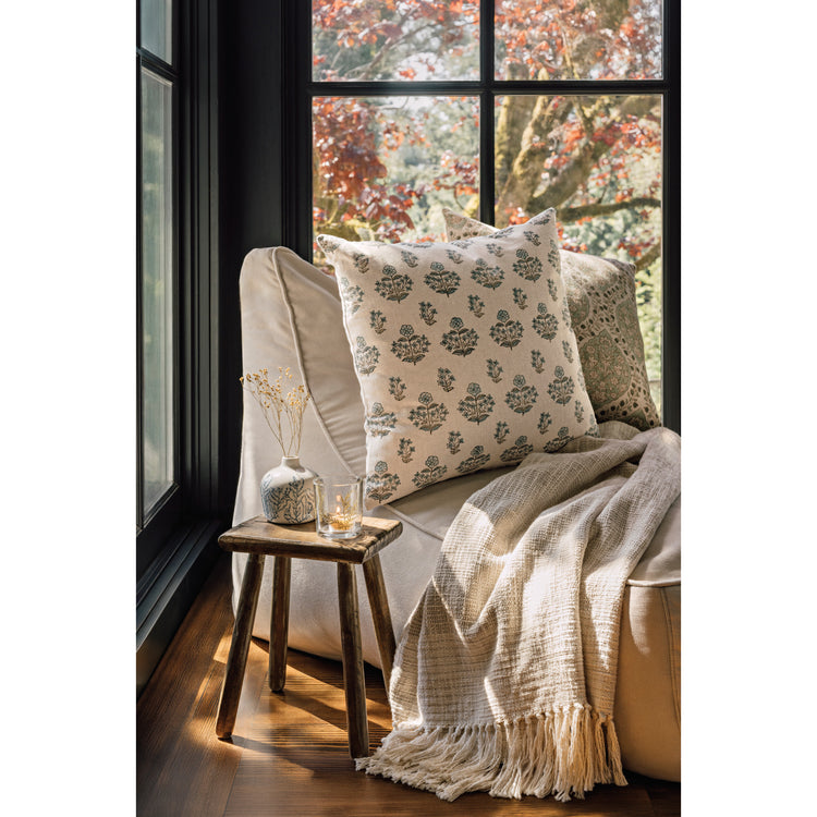 Salvia Block Print Pillow 20 x 20 inch