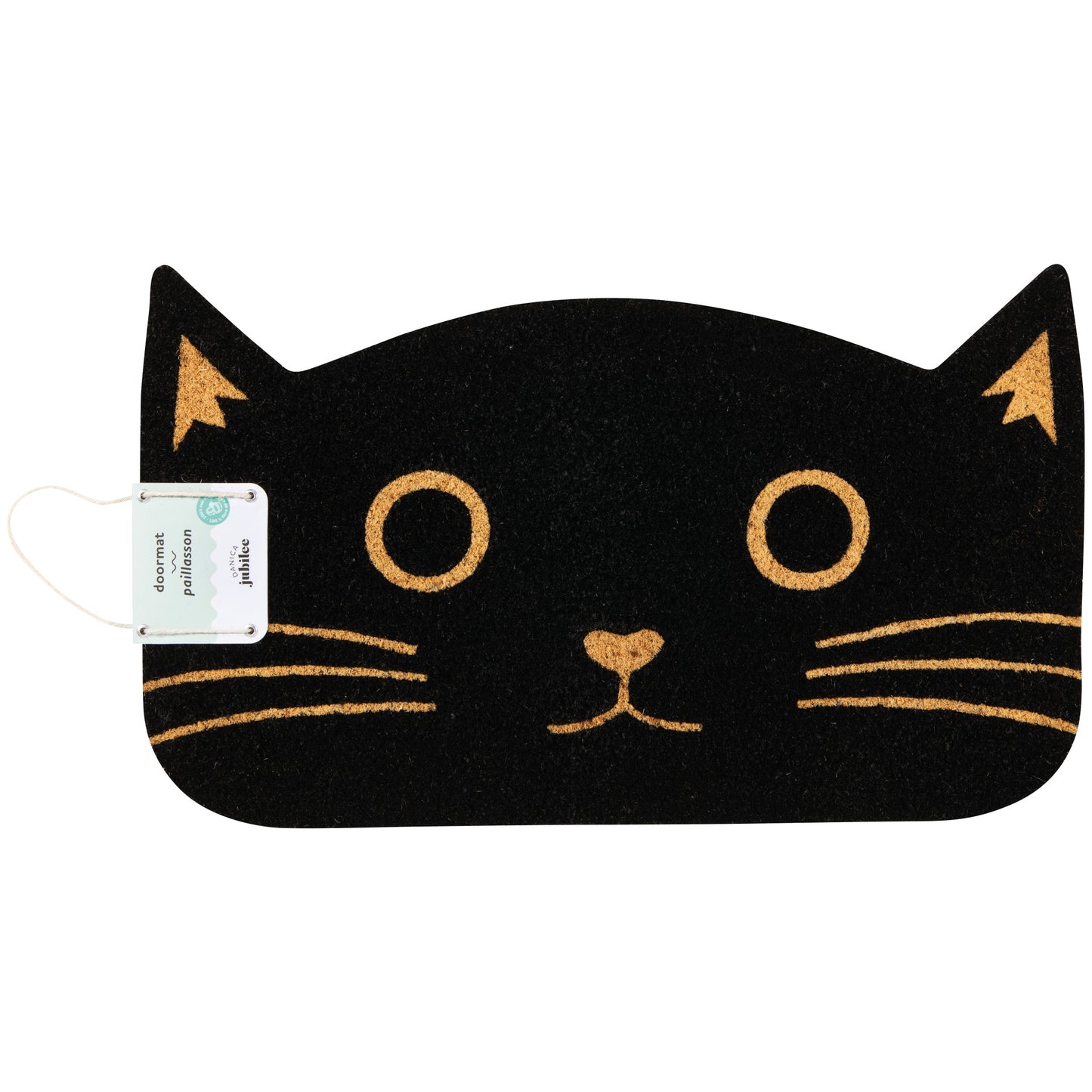 Black Cat Shaped Coir Doormat