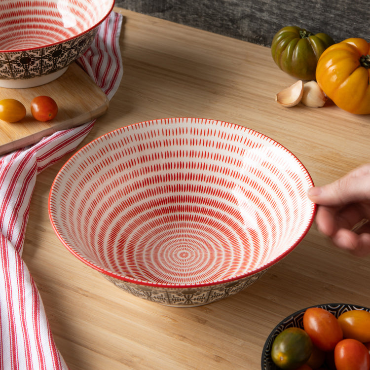 Black Tiles Stamped Bowl 8 inch