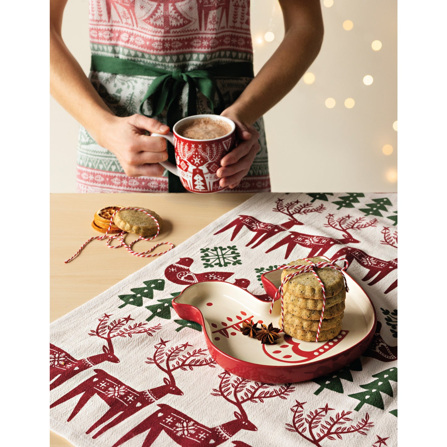 Folk Forest Christmas Jacquard Apron