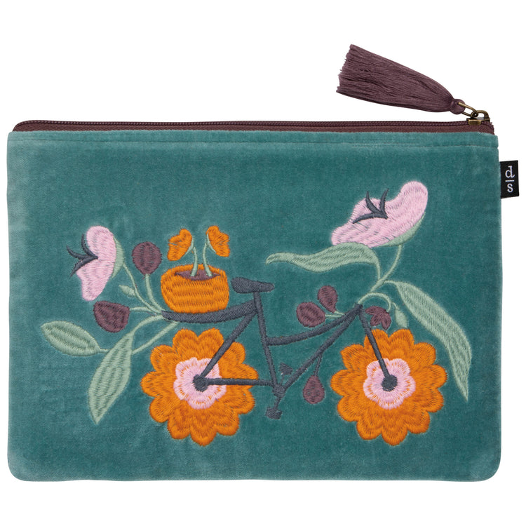 Petal Power Embroidered Flat Pouch