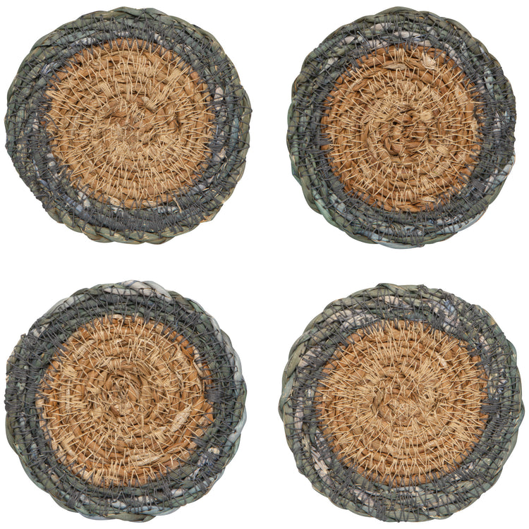 Blue Border Seagrass Coasters Set of 4