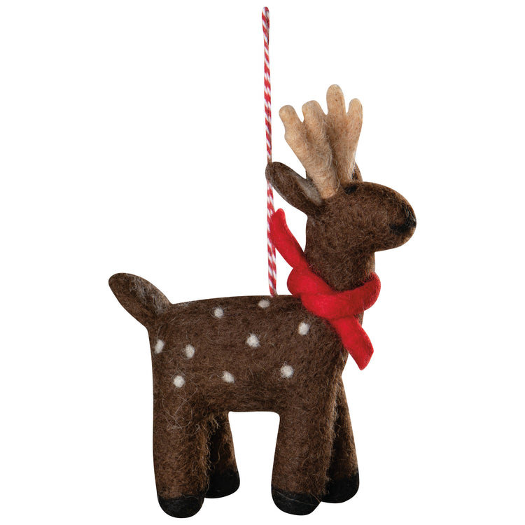Artic Deer Felt Christmas Tree Ornaments - 3 Assorted Styles