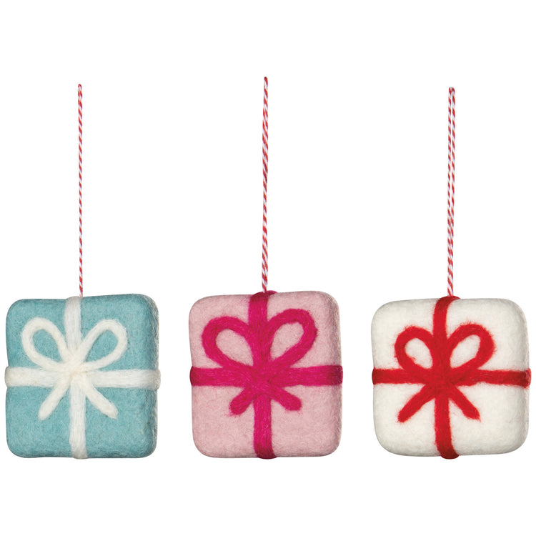 Presents Felt Christmas Tree Ornaments - 3 Assorted Styles