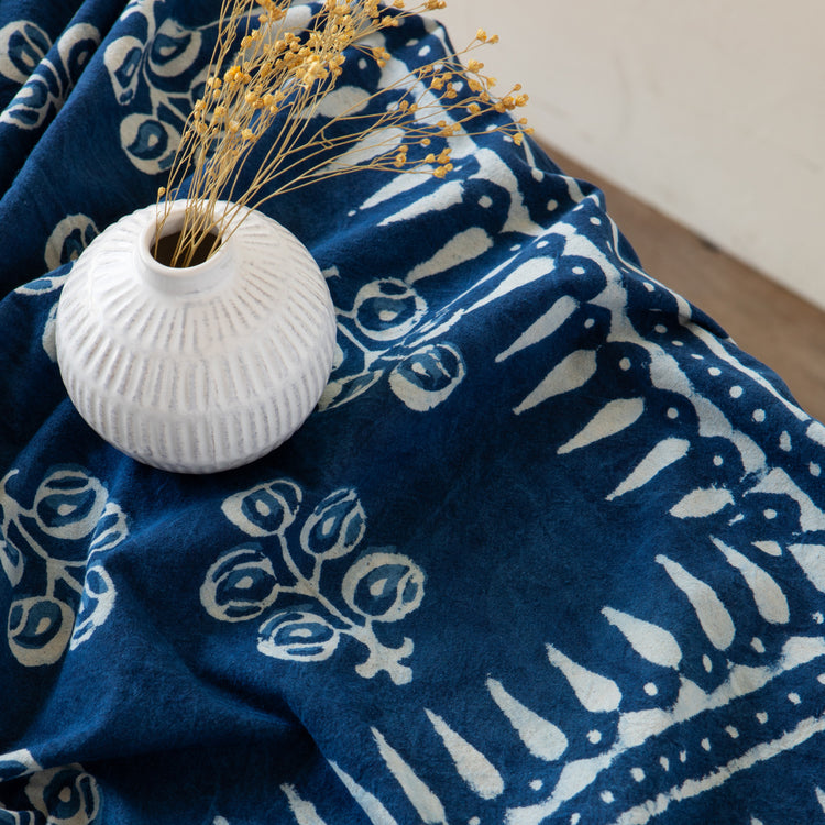 Hawthorn Block Print Tablecloth 90 x 60 inch