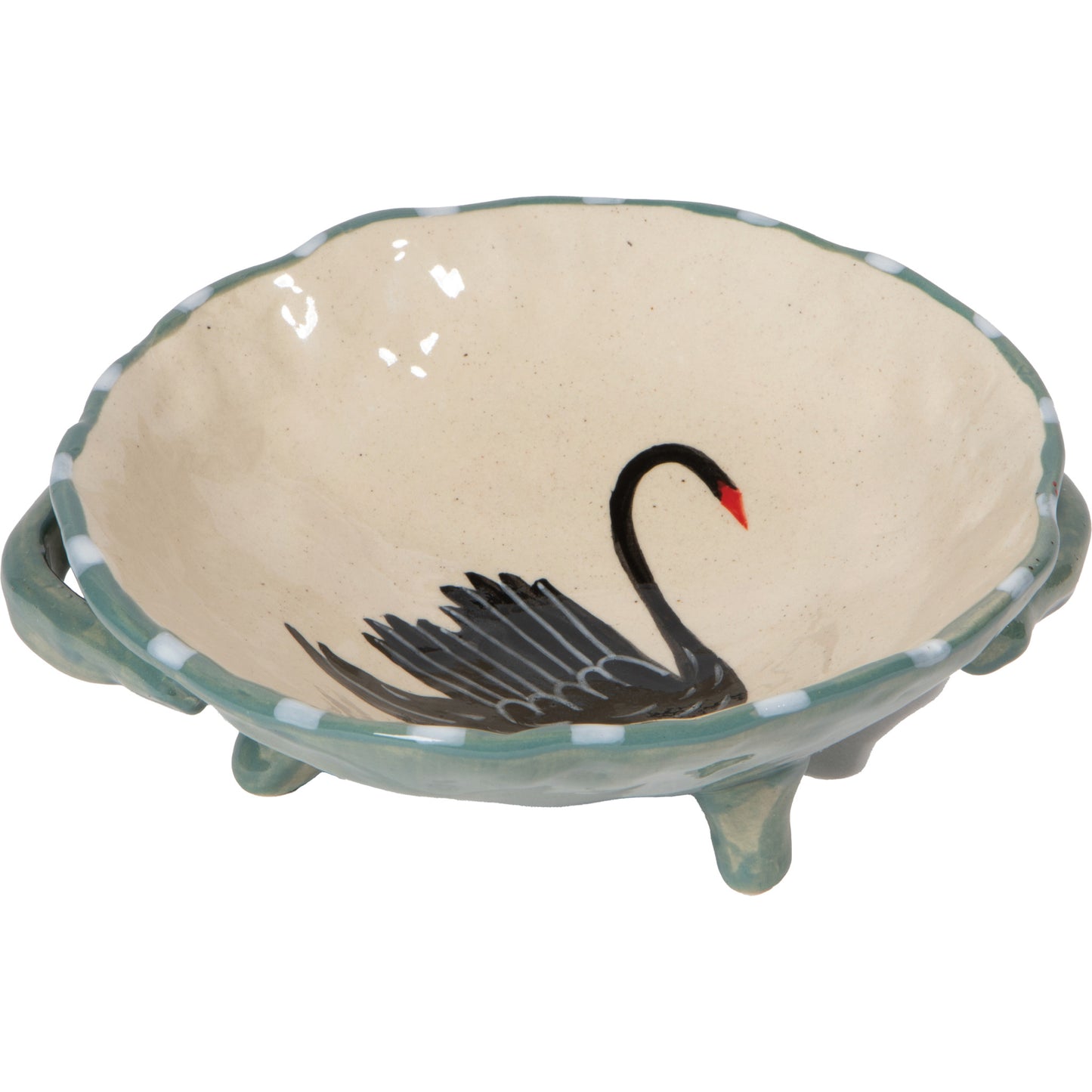 Swan Song Hand Painted Footed Bowl
