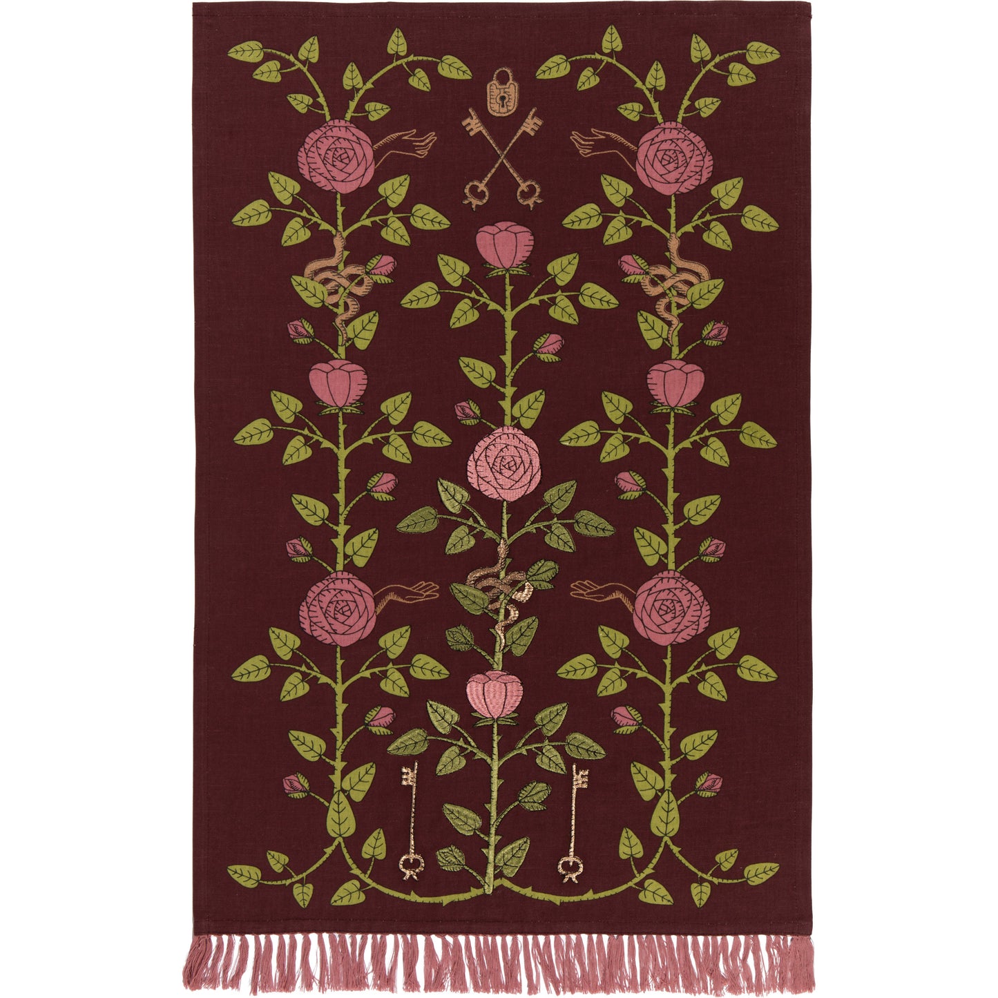 Rose Briar Embroidered Dishtowel