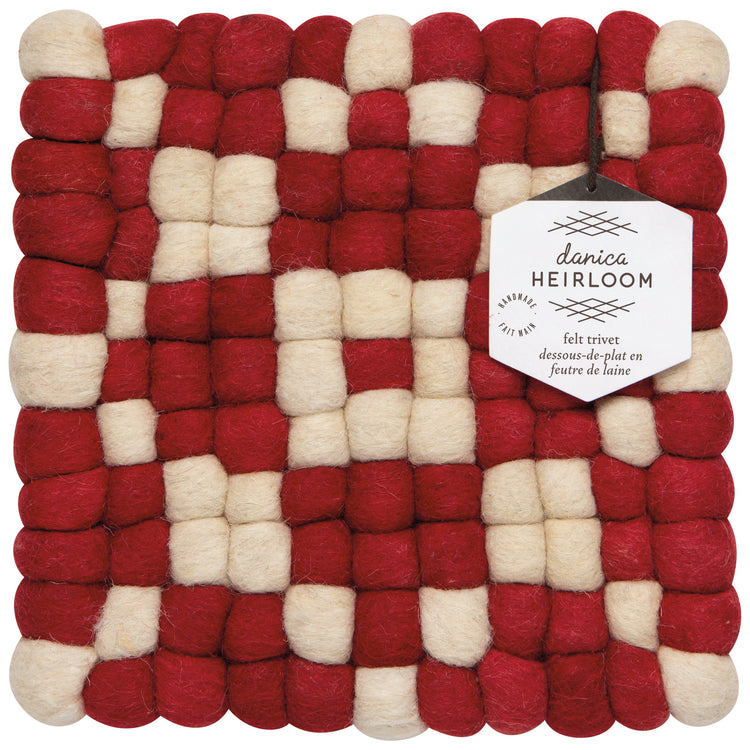 Cranberry Wool Felt Ball Trivet