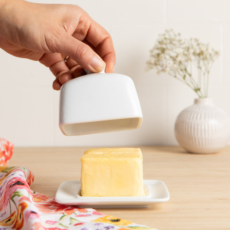 White Square Butter Dish