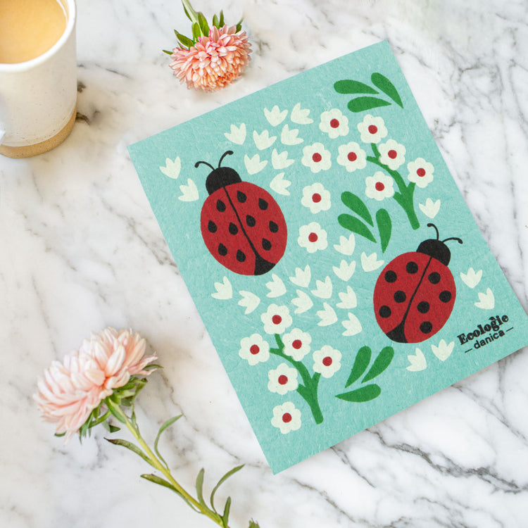 Ladybugs Swedish Dishcloth