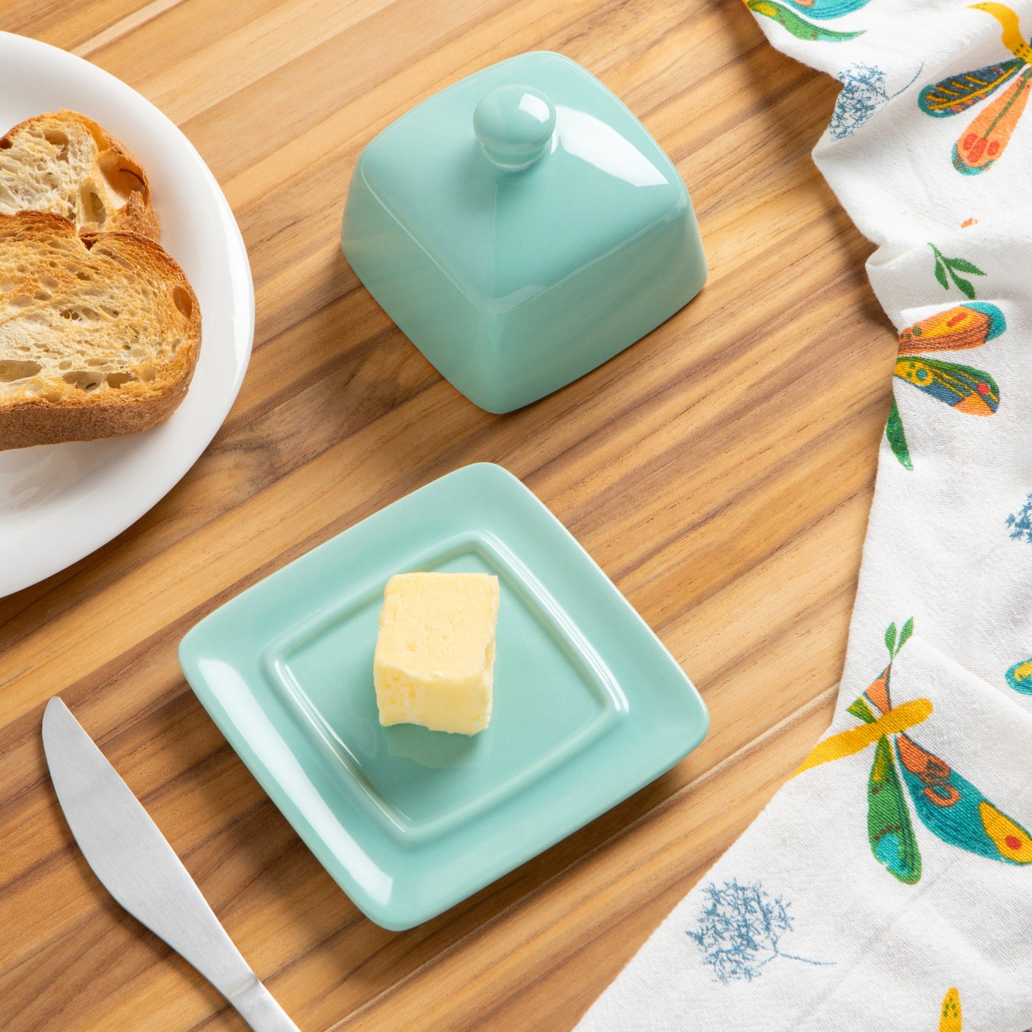 Eggshell Blue Square Butter Dish