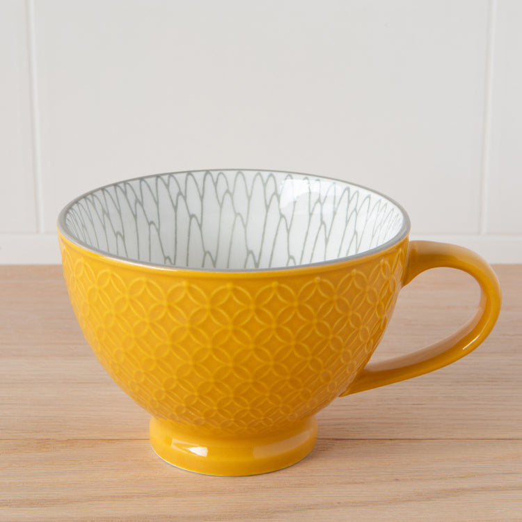 Yellow Stamped Latte Mug