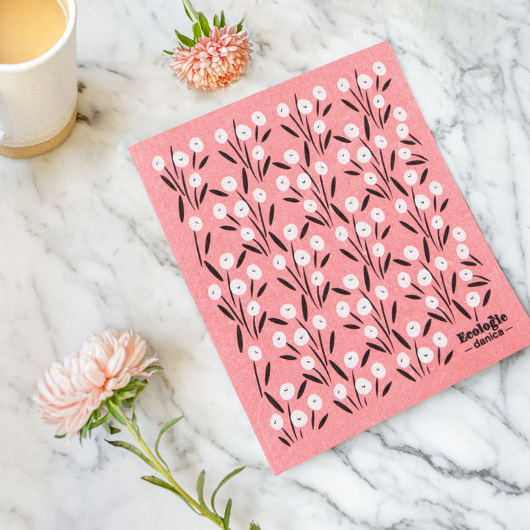 Bouquet Pink Swedish Dishcloth