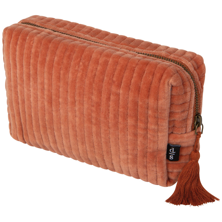 Copper Quilted Velvet Cosmetic Bag