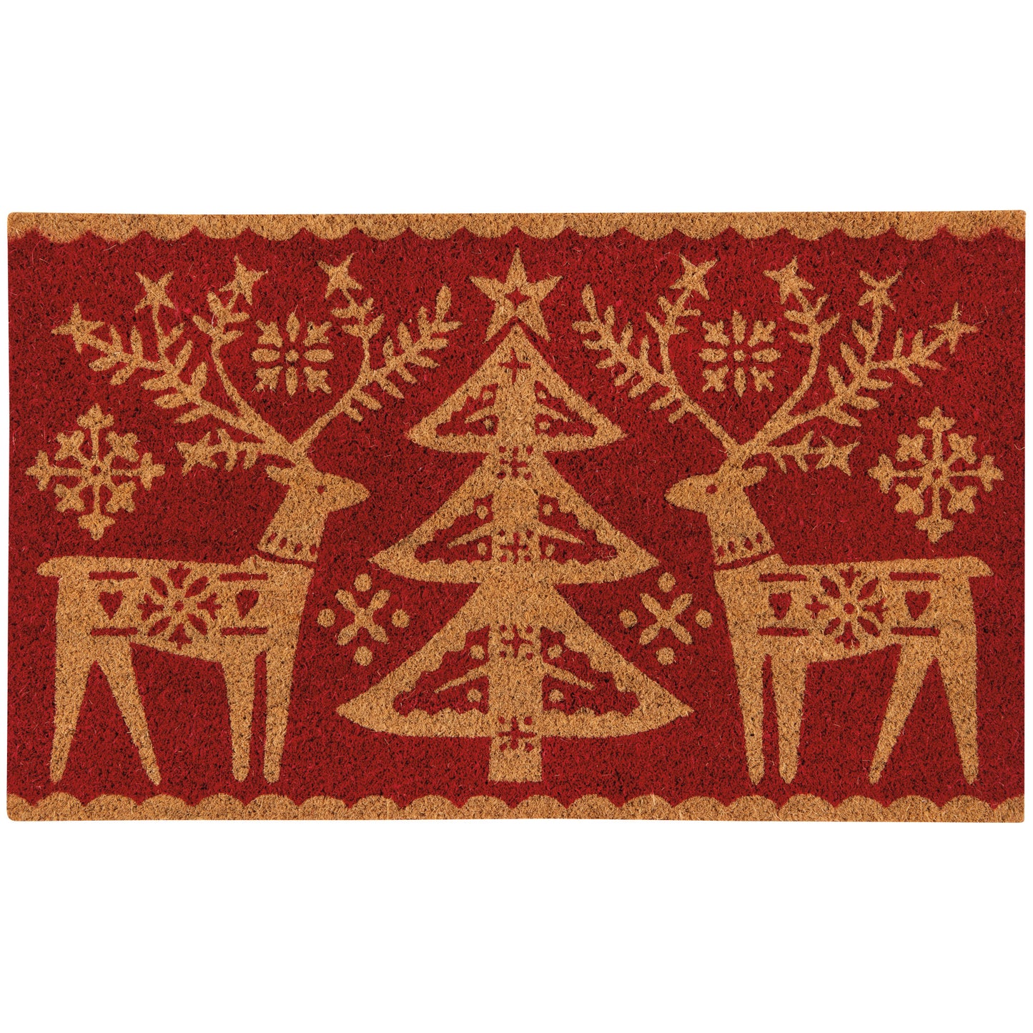 Folk Forest Christmas Monochrome Doormat