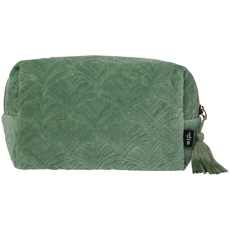 Jade Quilted Velvet Cosmetic Bag