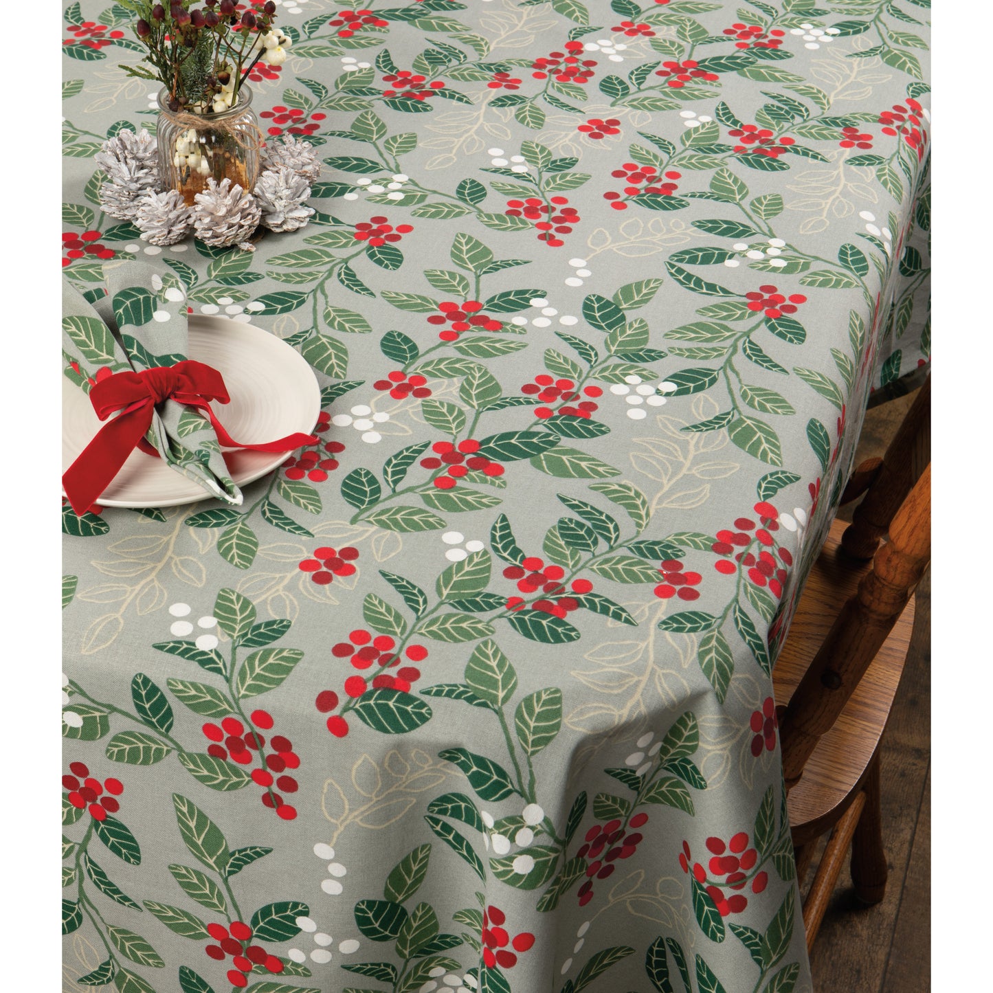 Merry Berry Christmas Tablecloth 60x84 inch