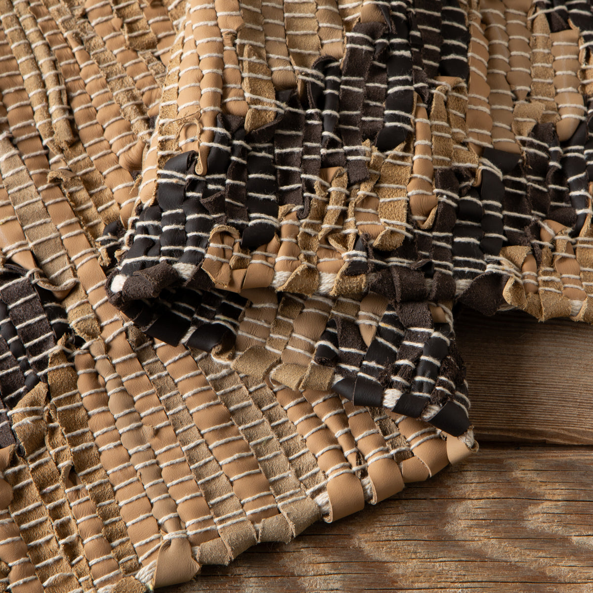 Tetra Recycled Leather Chindi Rug 2 x 3 ft
