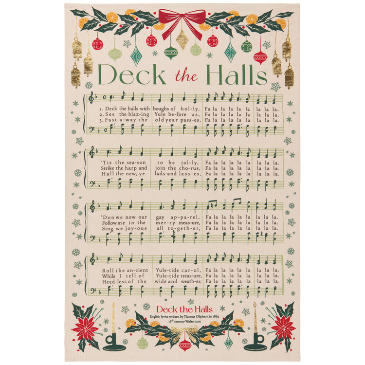 Christmas Carol Printed Cotton Dishtowel