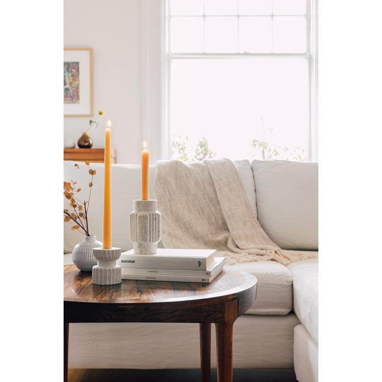 Iona Travertine Candle Holder Short